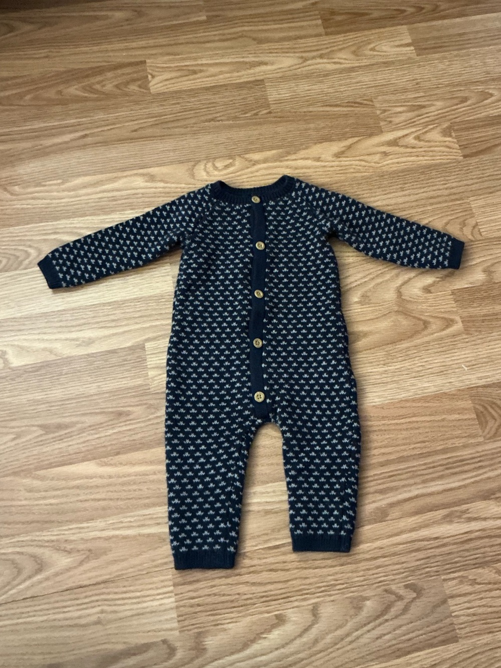 Organic Little Planet By Carter's Navy Knit One-Piece with Light Pattern 6 Month